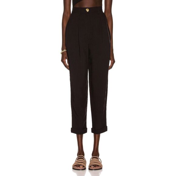 HAIGHT. Guta Pleated‎ Cropped Linen Trouser Black NWT Medium - Picture 1 of 6